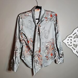Stuart Lang painted silk look blouse
